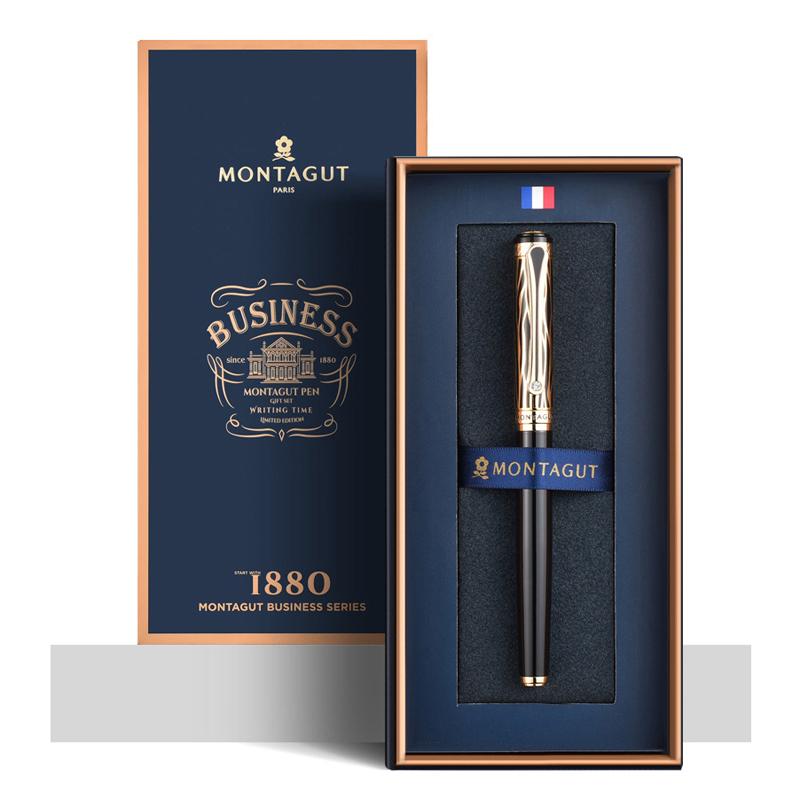 Montagut 816 High Grade Golden Black & Golden Jewel Trim Fountain Pen Iridium F/Bent 0.5mm/1.0mm Nib For Office School Home