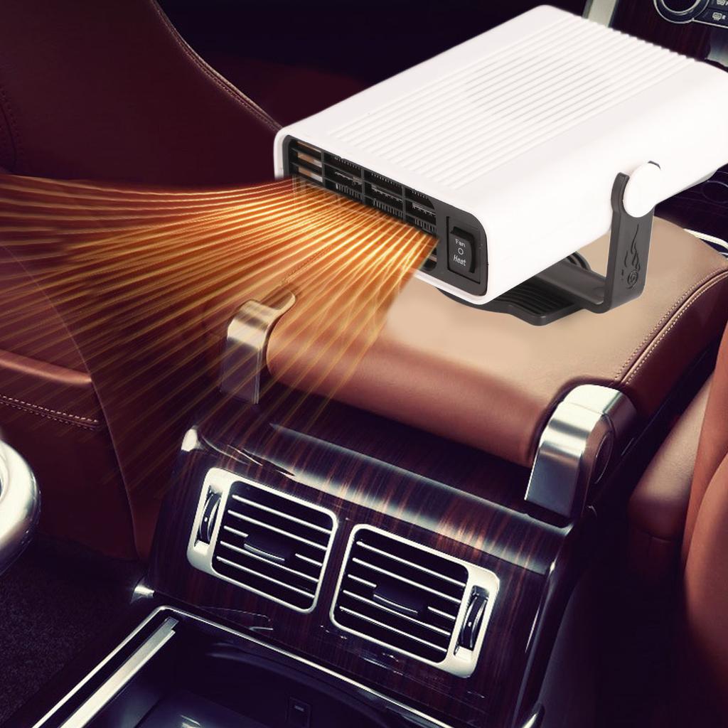 Car Heater 360 Degree Rotating Quick Heating Portable Cigarette Lighter Defogger Defroster for Truck 24V White