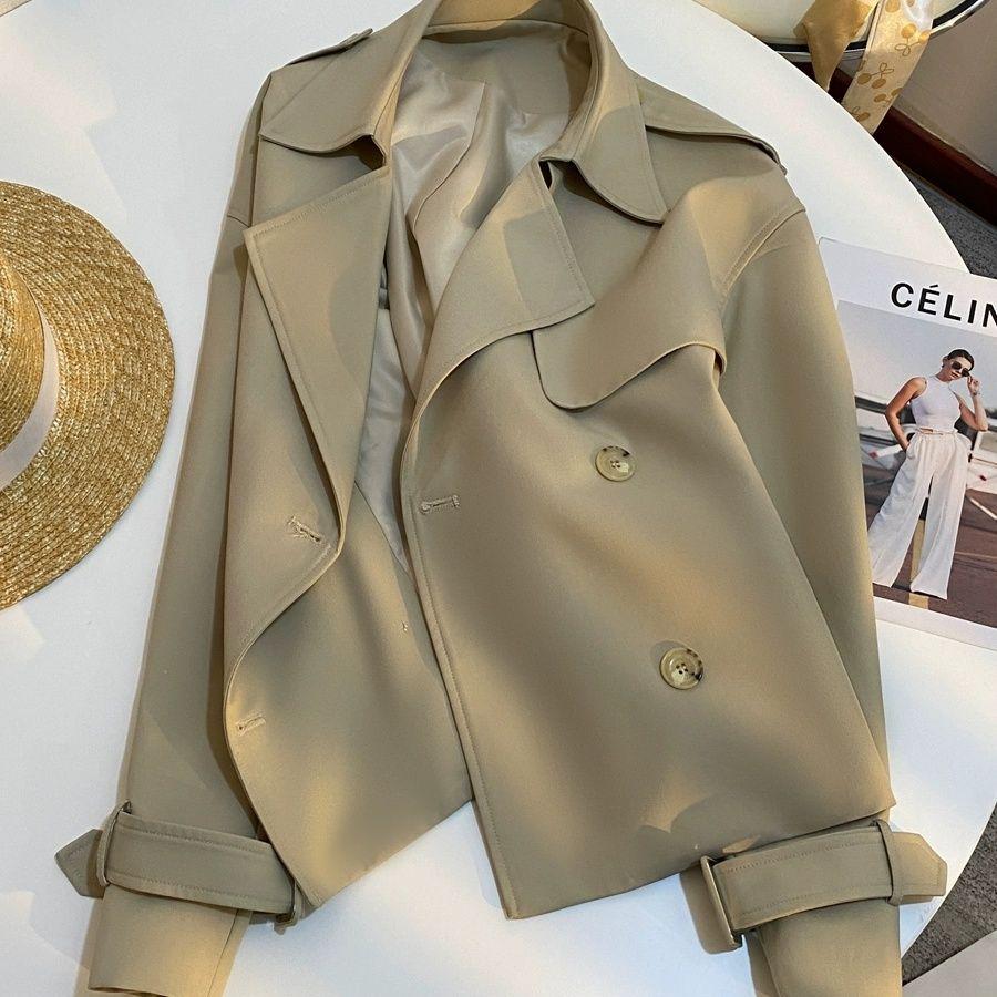 

2025 Autumn Women s Khaki Petite Trench Coat: Popular Commuter Casual Top M (Recommended for 110-120 lbs) хаки