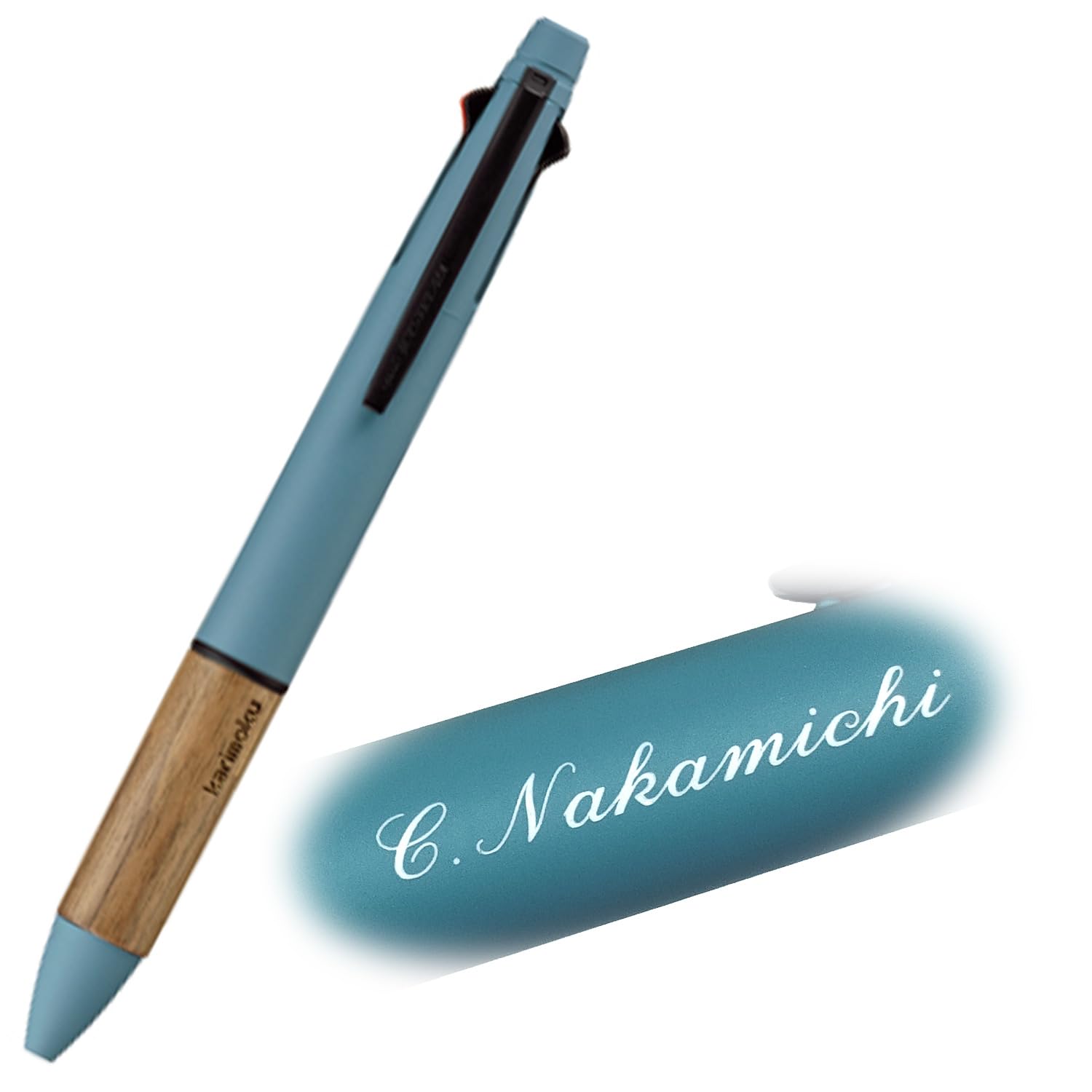 Personalized Engraved Mitsubishi Pencil Jetstream Karimoku Steel Blue 4&1 Multi-Function Pen, 0.5mm, MSXE5-KF-05.71,