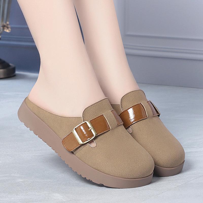 Lazy Slip-on Women's Spring and Summer Sandals, Closed-toe Slippers, Soft-soled Women's Shoes, Thick-soled Casual Shoes