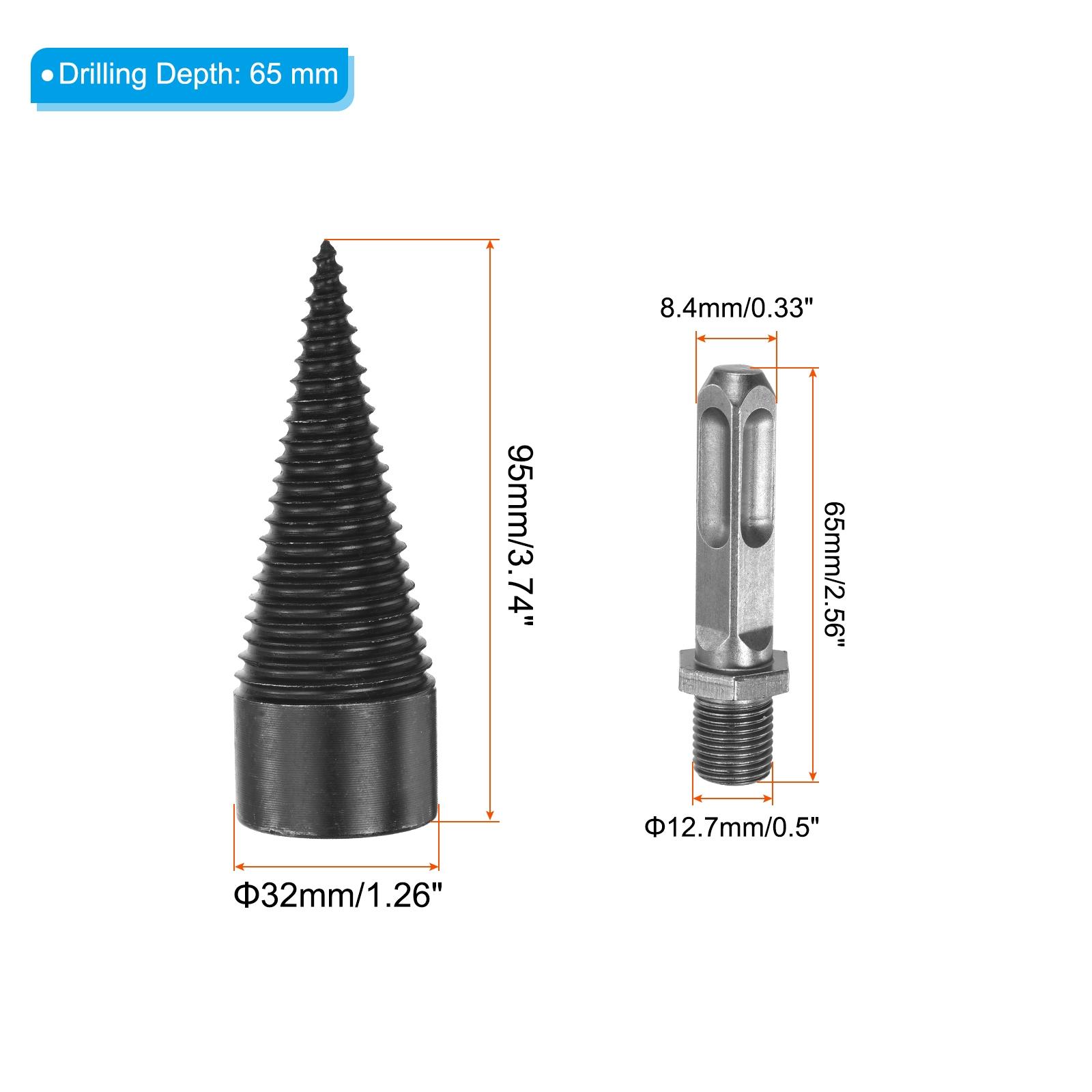 

Firewood Log Splitter Drill Bit 32mm 42mm 50mm Removable Drill Bits Electric Drill Screw Cone Driver with Square Shank Hand Tool