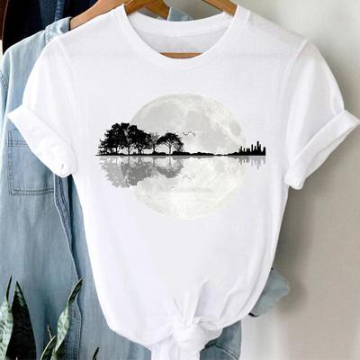 Women Print Peace Shadow 90s Short Sleeve Tee Top Fashion Tshirt Clothing Casual Summer Lady Female Graphic T-shirt