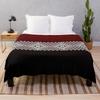 Red Black and White Latvian Lielvarde Belt Motif Throw Blanket