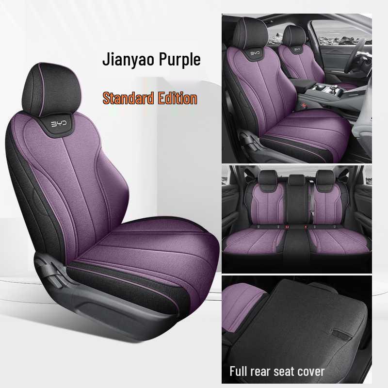 All-Season BYD Qin L Seat Covers: Breathable Linen with Perforated Leather, Fully Enclosed and Ventilated