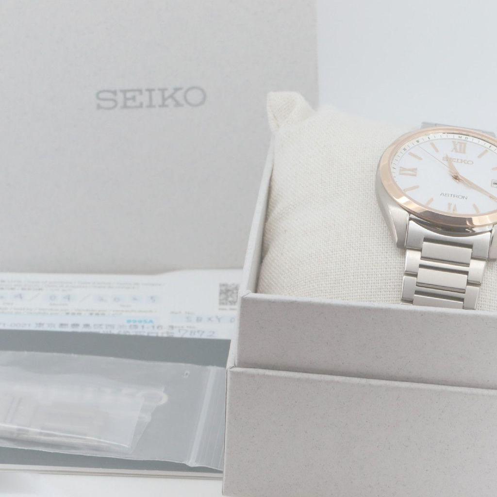 Used SEIKO SBXY034 Men's Watch Solar Radio Titanium Case Belt White Pawnshop Listing