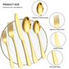 6/30pcs Golden Stainless Steel Tableware Knife, Fork and Spoon Hotel Thickened Western Tableware Steak Knife, Fork and Spoon Set