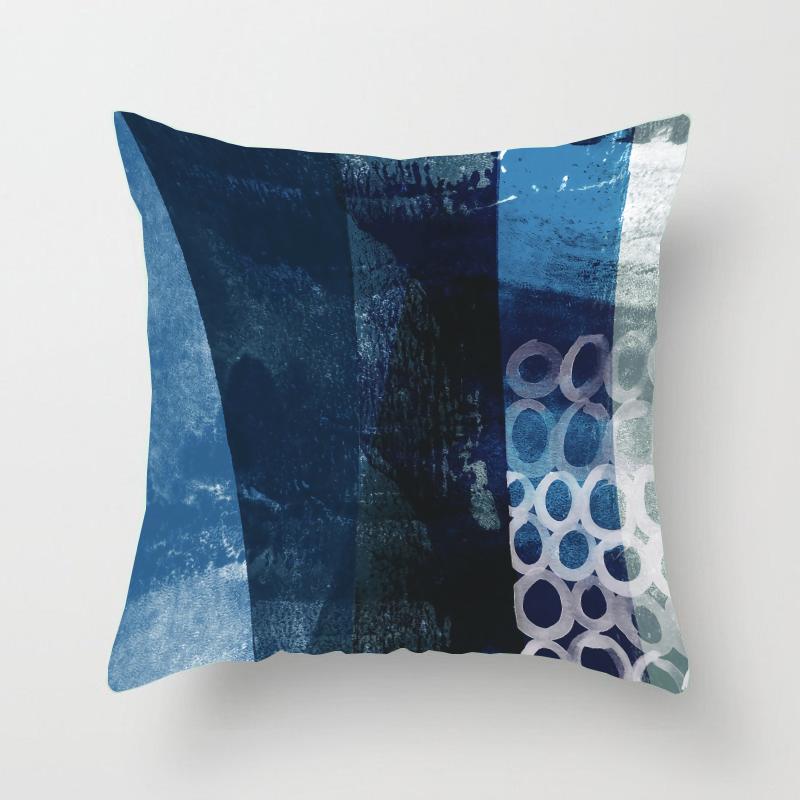 

Синий полиэстеровый чехол с геометрическим принтом для дома, гостиной, дивана, офисного стула, декоративная наволочка 40X40CM