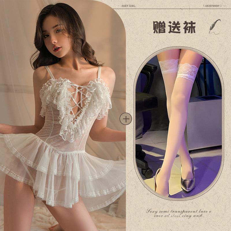 Sex Underwear Sexy Suspender Lace Seduction Pajamas Deep V Hollow Strap Pajamas Set Love'Fun Clothing Women