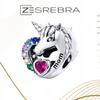 Charms Unicorn Mom Heart 925 Bead Colorful Zircons Unicorn