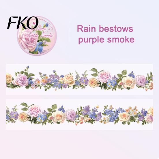 Scrapbooking Washi Tape Floral Tape, Vintage Flower Pattern PET Decorative Reusable for Junk Journal Supplies, Scrapbooking, DIY Crafts, Gift Wrapping