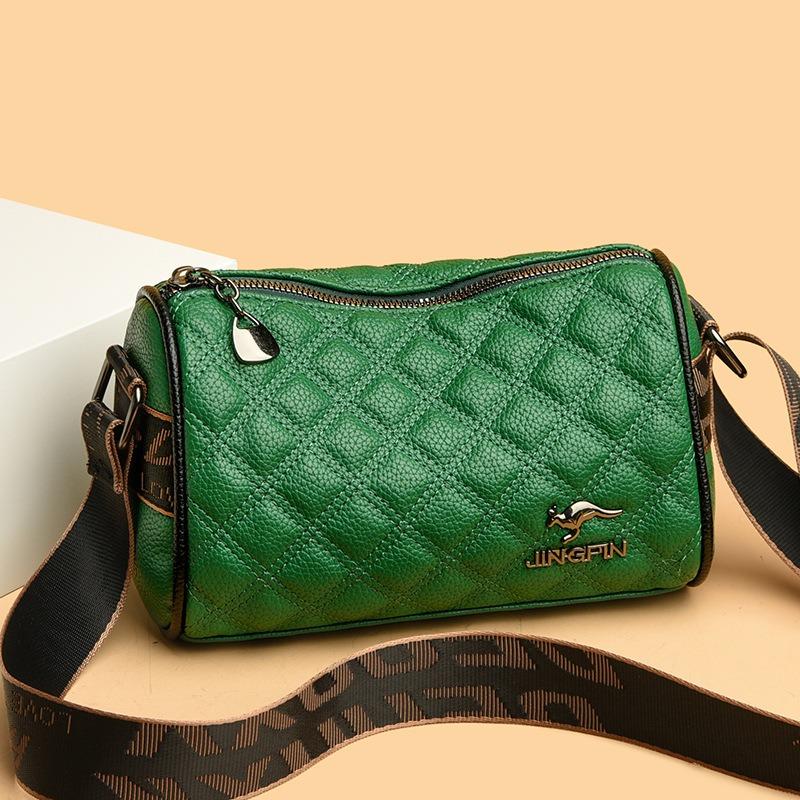 Neue Damenhandtasche kariert geprägt Damen Schulter Umhängetasche vielseitig lässig zylindrische Kissenform Tasche