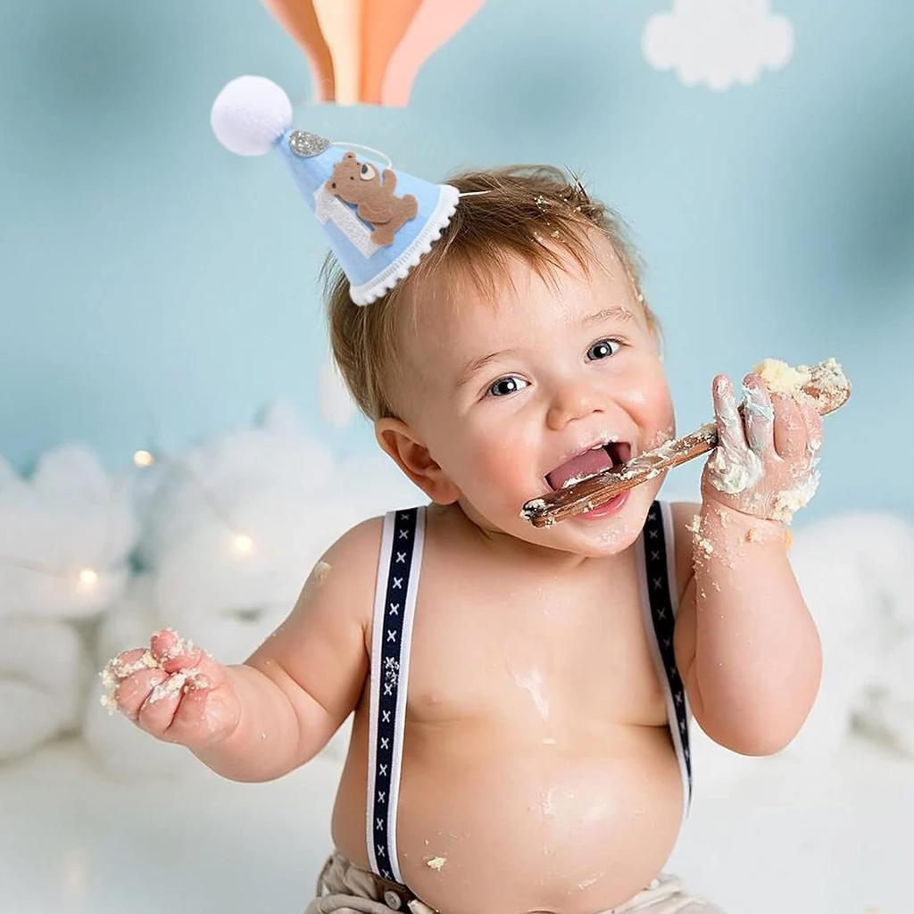 Bear Woodland Adventure Teddy Bear 1st Birthday Hat and Crown for Boys - One Happy Camper First Birthday Decoration