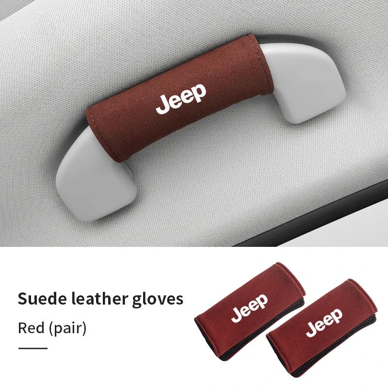 Für Jeep Auto Griff Schutzabdeckung Wildleder Auto Innen Oben Handhebel Handschuhe Für Jeep Renegade Compass Grand Cherokee Wrangler