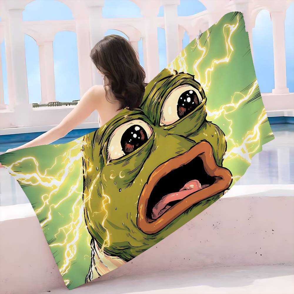 Popular Internet Meme Sad Frog Game Bath Towel Microfiber Soft Water Absorbing Breathable For Girl Kids Decorative Beach Towel