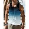 Summer Men's Large Size Colorful Creativity Stripe 3D Printing Vest Loose Fashionable Comfortable Soft Breathable O Neck Sleeveless Vest