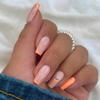 Original Orange Wearable Nails: Simple Glitter, Small Flower French Manicure, Detachable, Skin-Brightening.