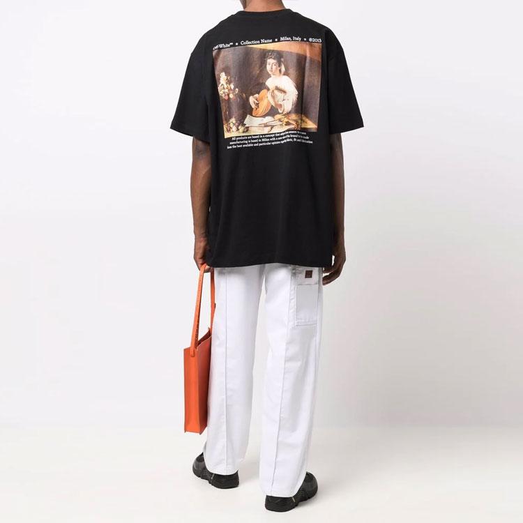Off-White Caravaggio Short-Sleeve Over Tee Black/Multicolor Men Tops OMAA038F21JER0061084