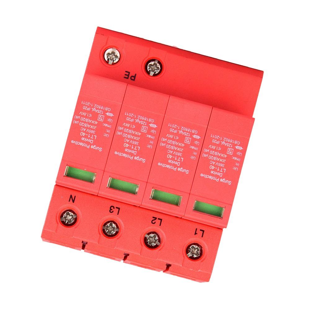 Durable 4P Low Voltage Arrester 40KA 385V Power Transient Protector Protective Device Household Appliances