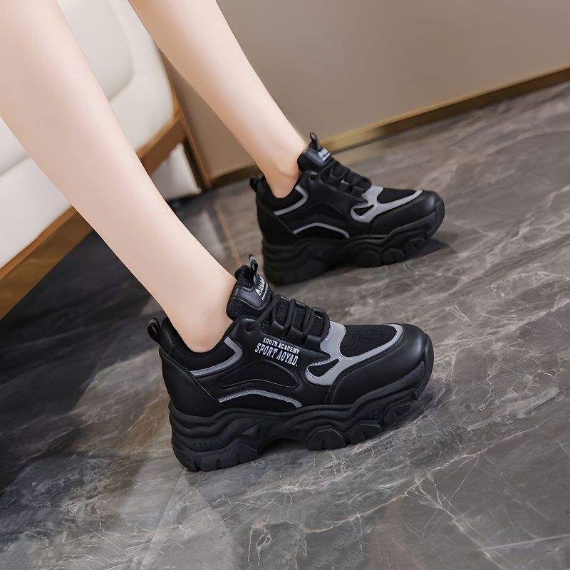 Inner Heightening Dad Shoes Women's Spring and Autumn Casual Versatile Breathable Mesh Heightening Sports White Shoes Lightweight Non-slip Bottom