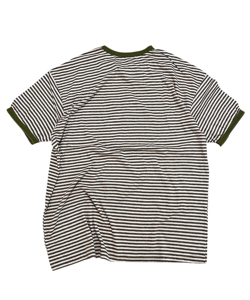 SK8ER ROCK Star Stripe Ringer T-Shirt ((Khaki))