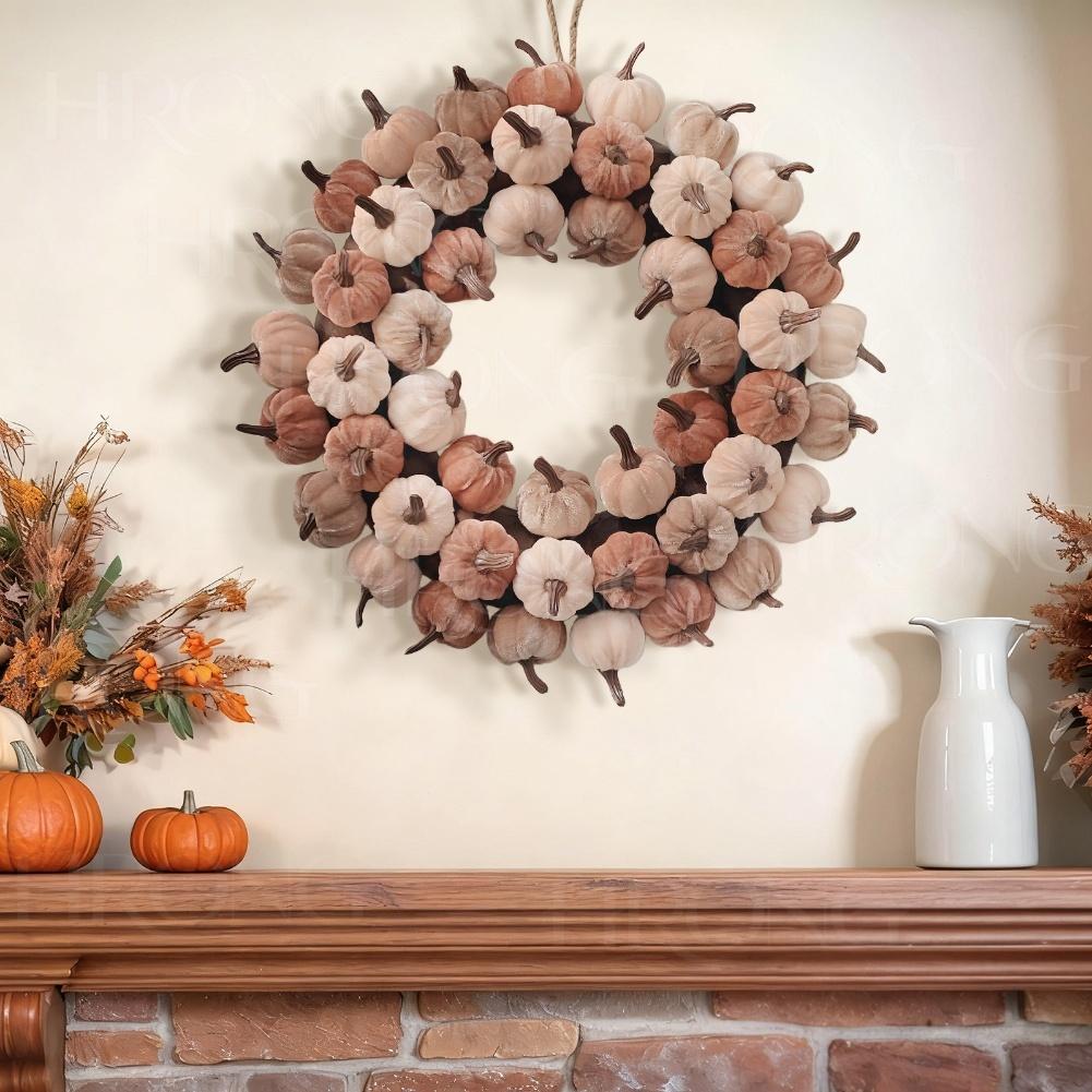 1PCS Fall Pumpkin Wreath Charming 17.72 Fall Pumpkin Wreath For Cozy Thanksgiving Home Decor Christmas Festive DIY Decorations