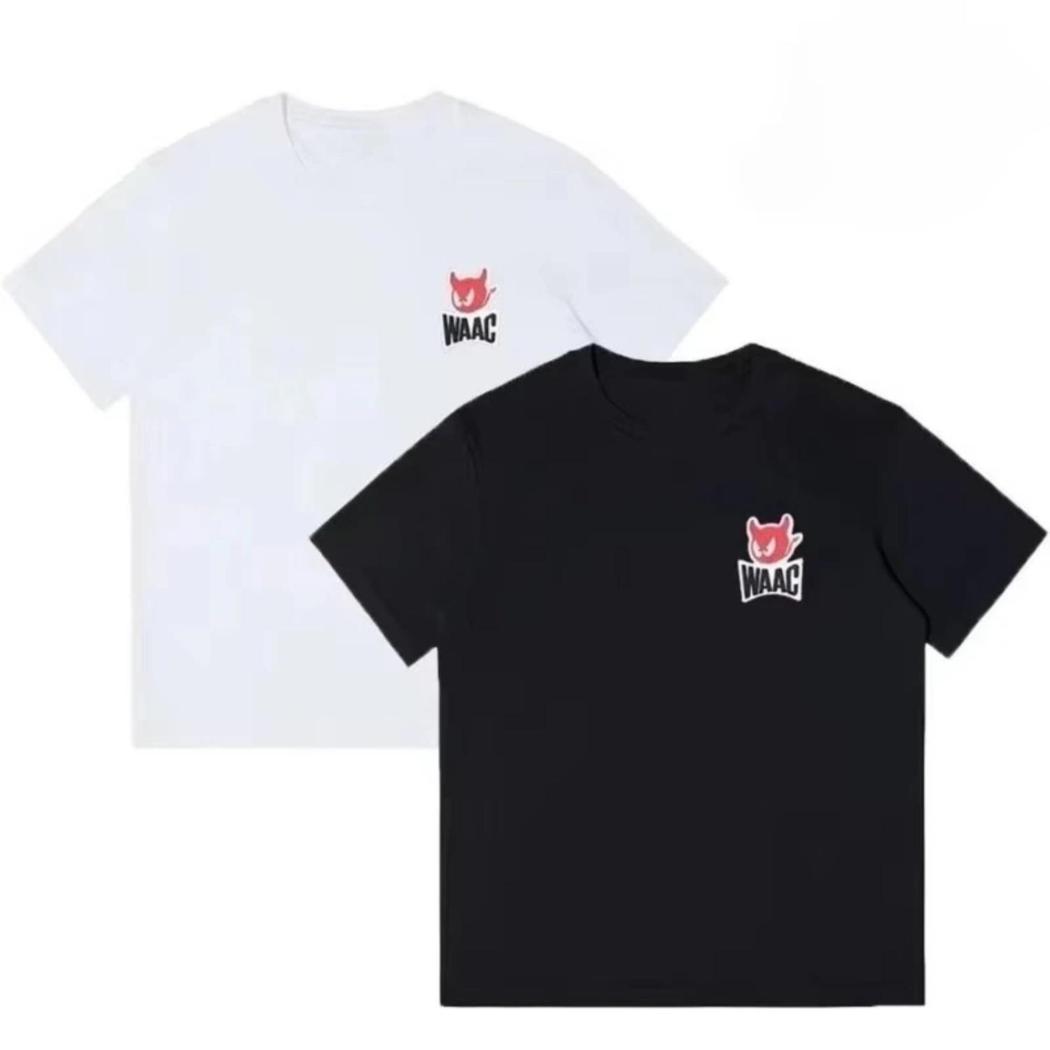 

WAAC Pure Cotton Short-sleeved T-shirt Stylish and Versatile Suitable for All Seasons Streetwear Oversized Loose Casual S чёрный
