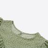Women Summer Loose Green Blouse Ruffled Short Sleeve O Neck Tops