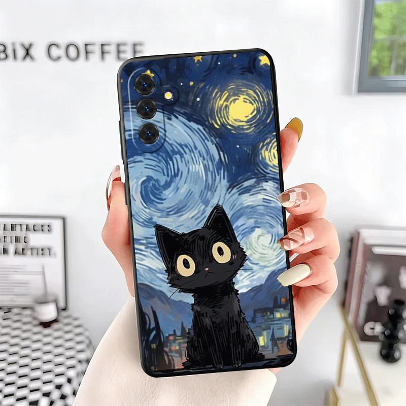 Black Cat Cartoon Cute Soft Phone Case for Samsung A17 A37 A57 A16 A26 A36 A56 A15 A25 A35 A55 A14 A24 A34 A54 A13 A23 A33 A53 A