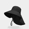 Hot Wide Brim Women Anti-UV Protection Hiking Cycling Fisherman Cap Summer Solid Beach Hat Women Neck Protection Sun Hat 50+ UPF