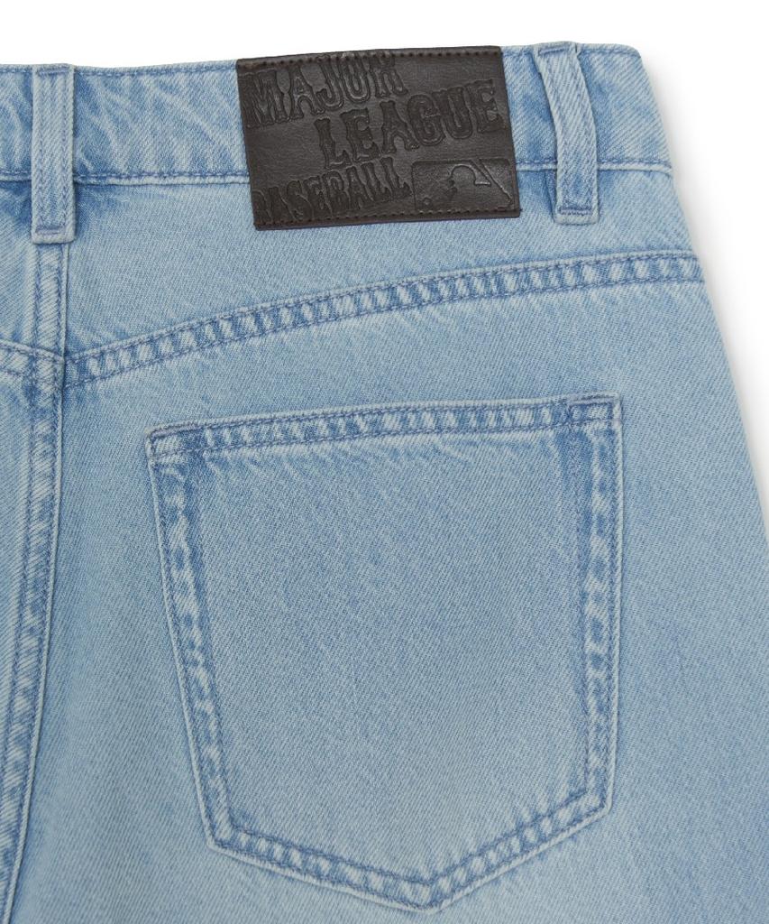 Emelbi Women'S Basic Small Logo Summer Tencel Wide Denim Pants Ny (L.Blue)