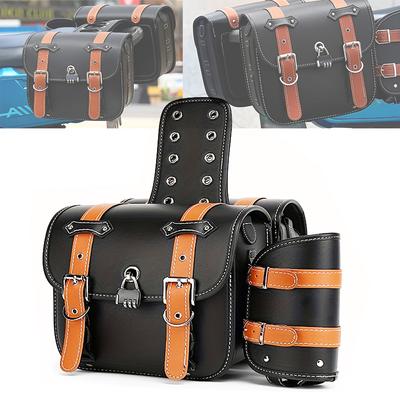 Motorcycle Universal Brown SaddleBag Large Capacity Side Bags Storage Tool For Harley Sportster XL 883 Honda Yamaha Suzuki
