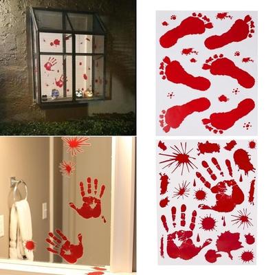 Halloween przerażająca krew ręka stopa szyba okienna naklejka salon naklejka ścienna do sypialni Halloween C