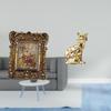 Hand Carved Floral Cat Statue Photo Frame Decorative Figurine Picture Holder Tabletop Wall Mounted
