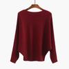 Autumn Batwing Long Sleeve Knitted Sweater Casual Slash Neck Solid Warm Pullover Fashion 18 Colors Loose Jumpers Tops