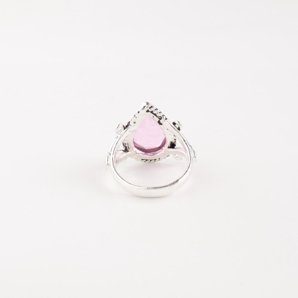 Morganite Gemstone 925 Sterling Silver Jewelry Handmade Bezel Set Ring For Gift RR-57-5