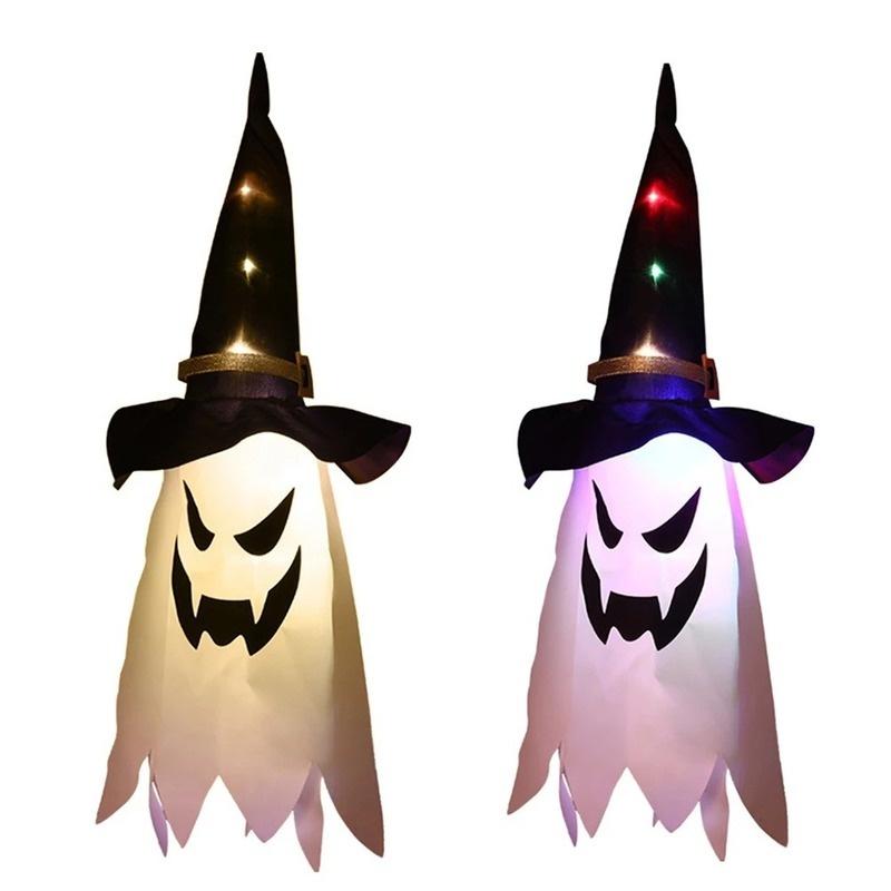Halloween Dekoration LED Blinklicht Gypsophila Ghost Festival Dress Up Glowing Wizard Ghost Hat Lampe Dekor Hängende Laterne