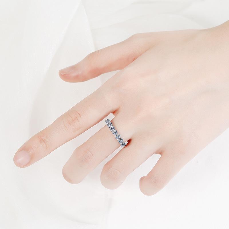 s925 sterling silver moissanite ring for women's T family starlight row ring princess seven rows diamond ring 70 points light luxury holiday gift