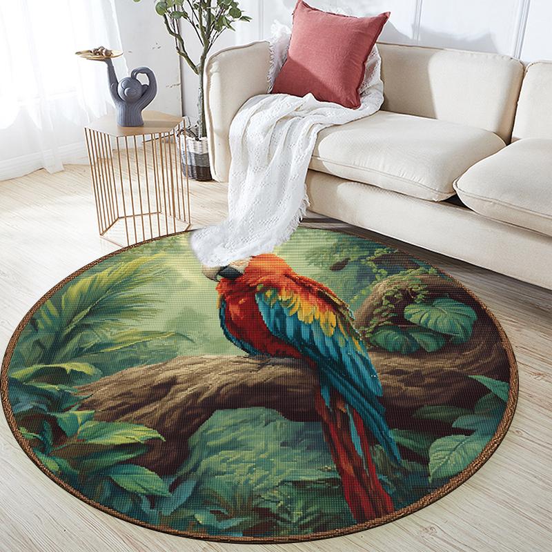 Parrot Pattern Round rug,Carpet Rug for Living Room Bedroom Sofa Playroom Decor,Non-slip Floor Mat,Holiday Gifts and Birthday Gifts