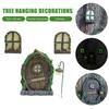 3pcs Tree Sculpture Garden Gnome Window Door Resin Miniature Craft Elf Luminous Yard Art Ornament For Yard Garden Tree Trunk