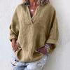 V Neck Pullover Women Shirt Skin-friendly Long Sleeve Solid Color Loose Blouse Ladies Clothing