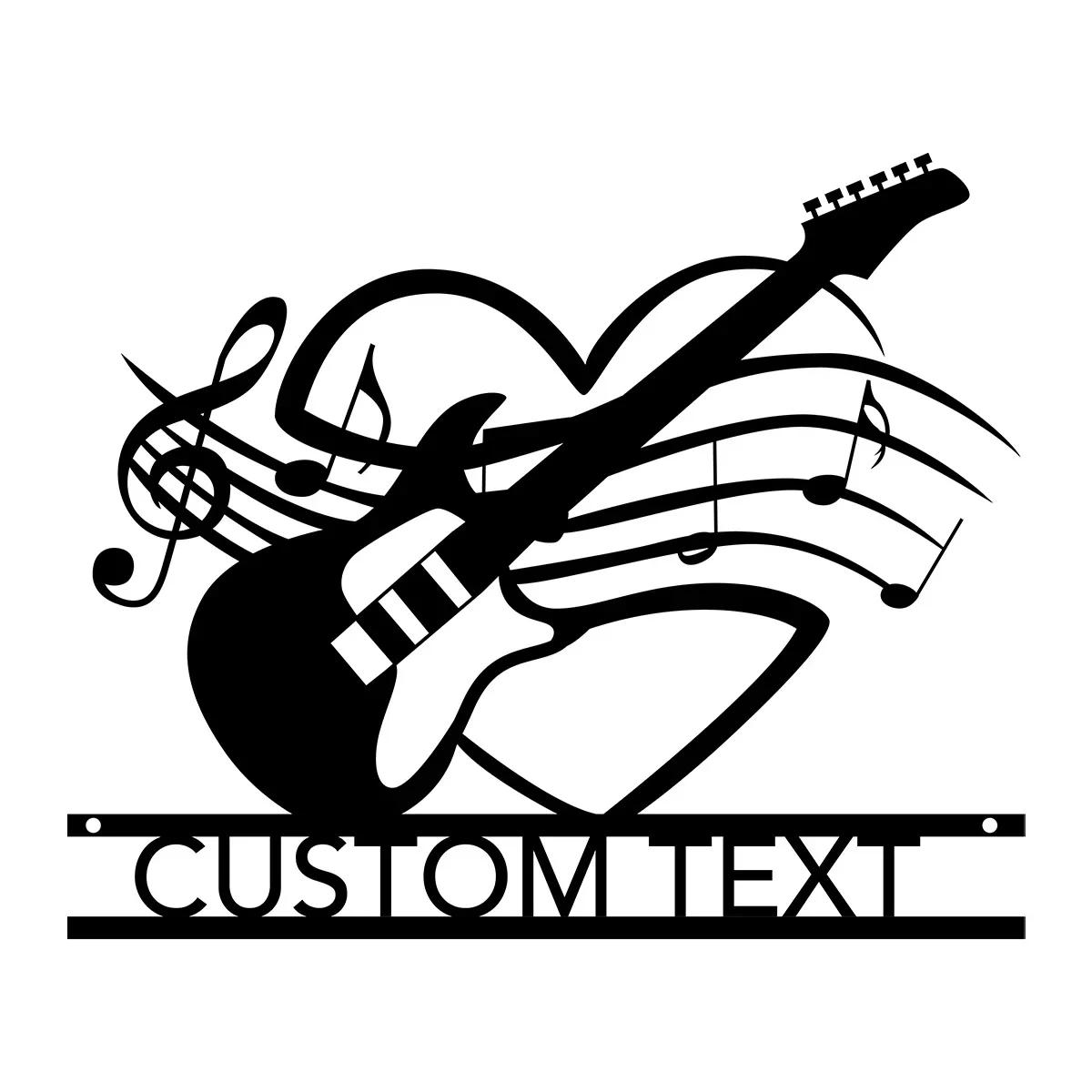 Retro Metal Guitar Wall Decor, Custom Music Sign for Studio, Birthday Gift for Guitarist