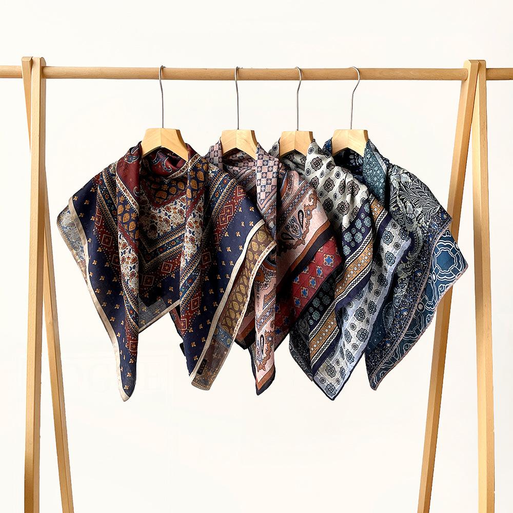 Silk scarf premium herringbone pattern double-sided printed square scarf 91 autumn and winter decorative gift high-end scarf silk scarf gift