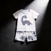 Malwee Boy Summer Cotton T Shirt And Shorts Set With Cartoon Dinosaur Prints For Kids Ages 3 To 8