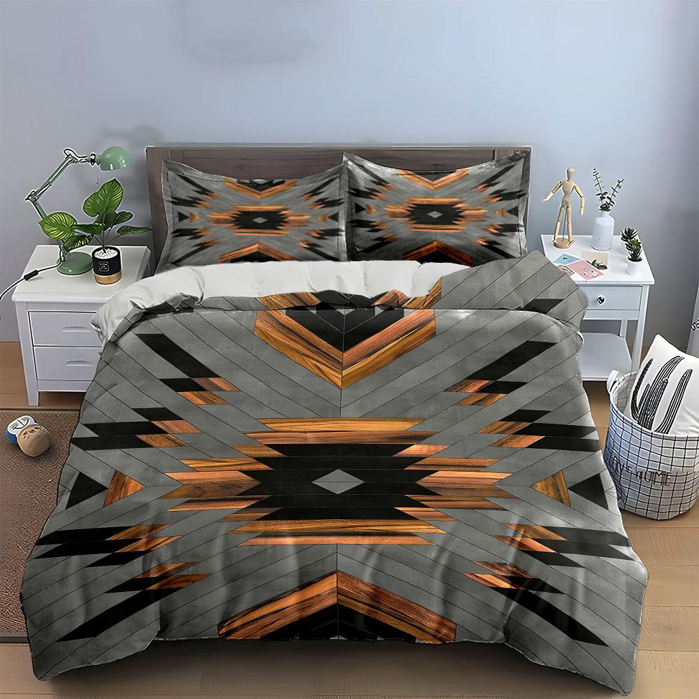 Geometric wooden diamond pattern. Bedding sets Duvet cover sets Duvet covers Pillowcases(1 * Duvet Cover 2 * Pillowcases without duvet insert)