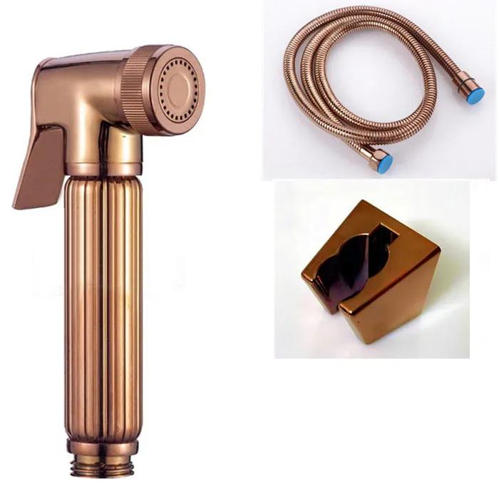 shiny Rose Gold brass Bidet Sprayer hand held toilet bidet spray shattaf set copper bathroom toilet shower head jet set BD040