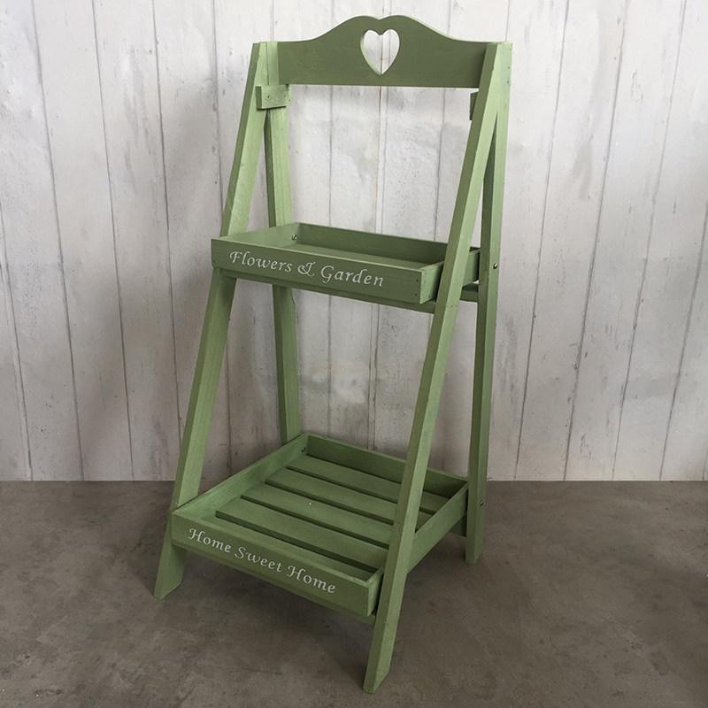 Rustic Solid Wood Ladder Flower Stand, Multi-Tier Square Shelf, Floor-Standing Plant Display Rack for Home Garden & Living Room