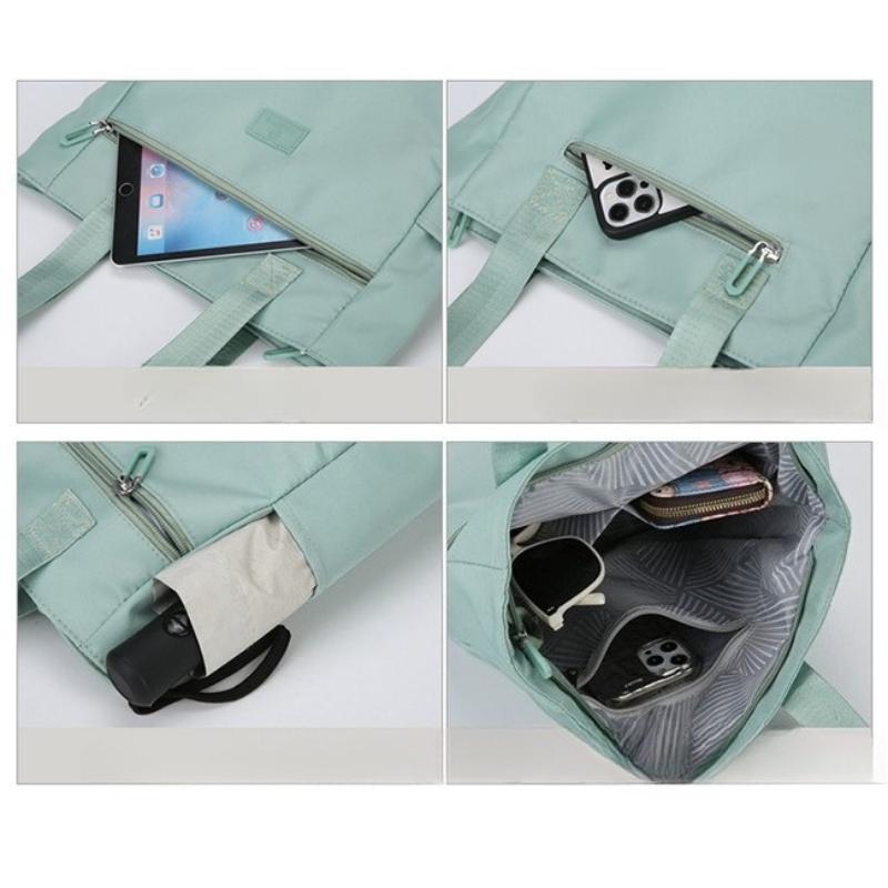 Women Large Capacity Tote Bag Nylon Shoulder Handbag Casual Zipper Shopping Bag Lightweight Travel Work School Carryall Purse