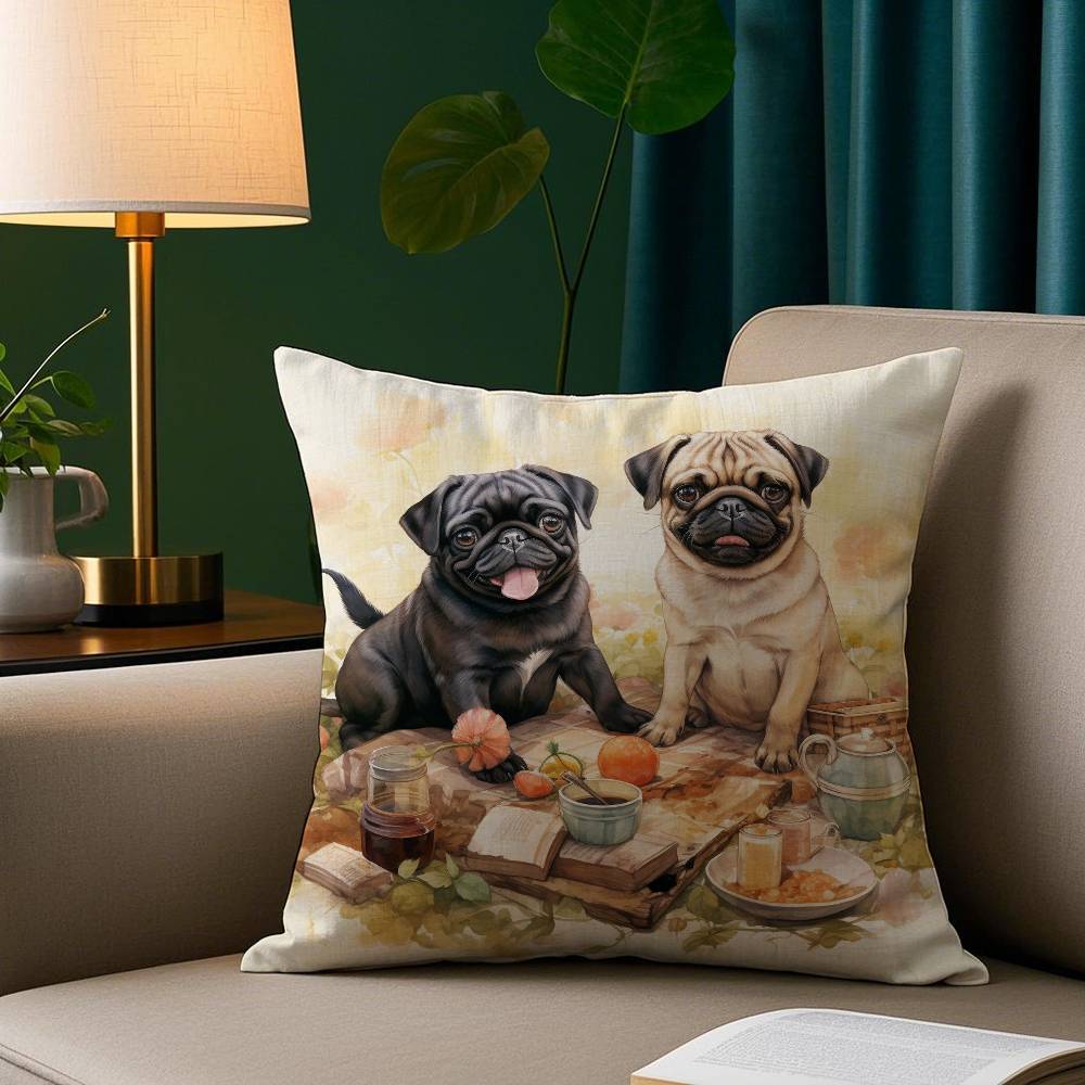 Cute Watercolor Pet Dog Pillow Case Short Plush Print Cushion Cover Square Throw Pillow Covers Sofa Home Decor