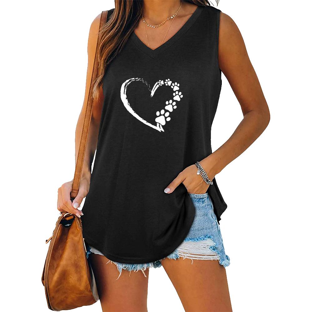 Women Fashion V Collar Tank Top Women Casual Sleeveless T-shirt
